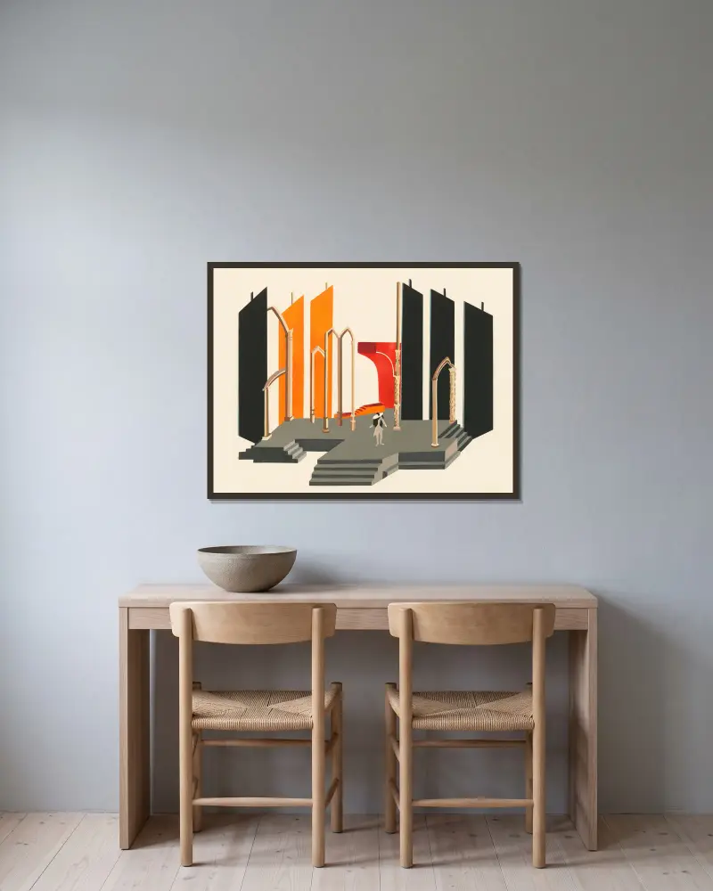 Maquettes de Théatre 2 av Alexandra Exter inramad på en vägg