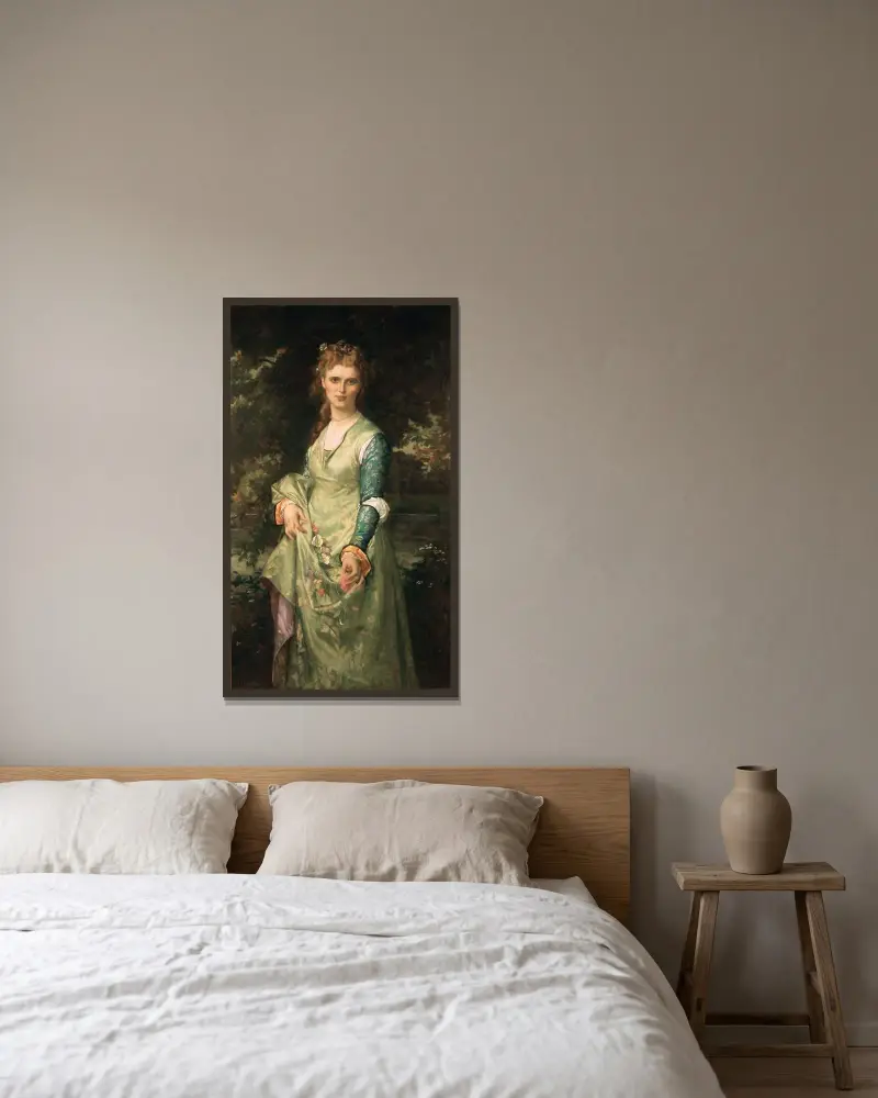 Christina Nilsson som Ofelia av Alexandre Cabanel inramad på en vägg