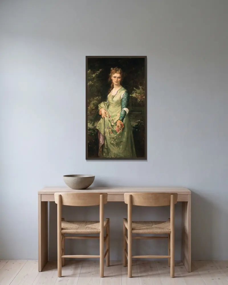 Christina Nilsson som Ofelia av Alexandre Cabanel inramad på en vägg