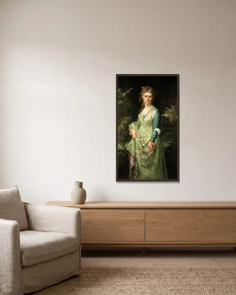 Christina Nilsson av Alexandre Cabanel inramad på en vägg
