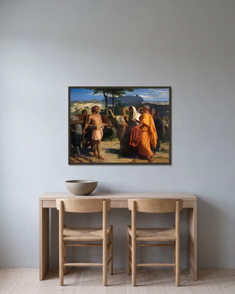 Cincinnatus Recevant Les Ambassadeurs De Rome av Alexandre Cabanel inramad på en vägg