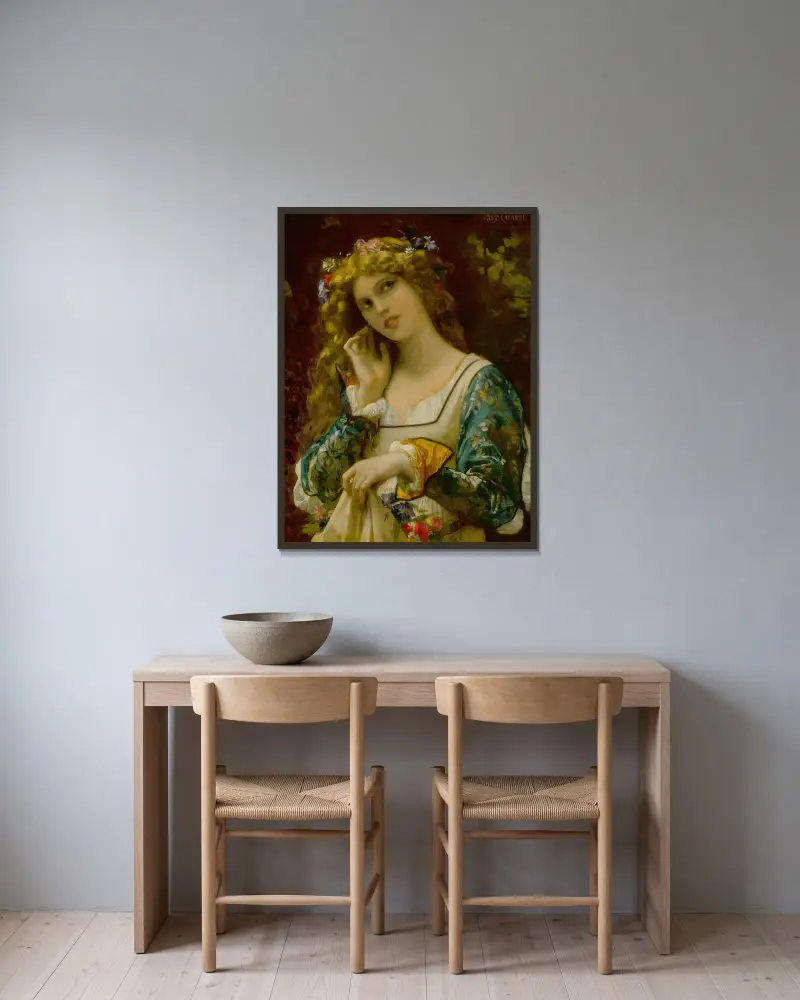 Der Stimme des Echos lauschend von Alexandre Cabanel gerahmt an einer Wand