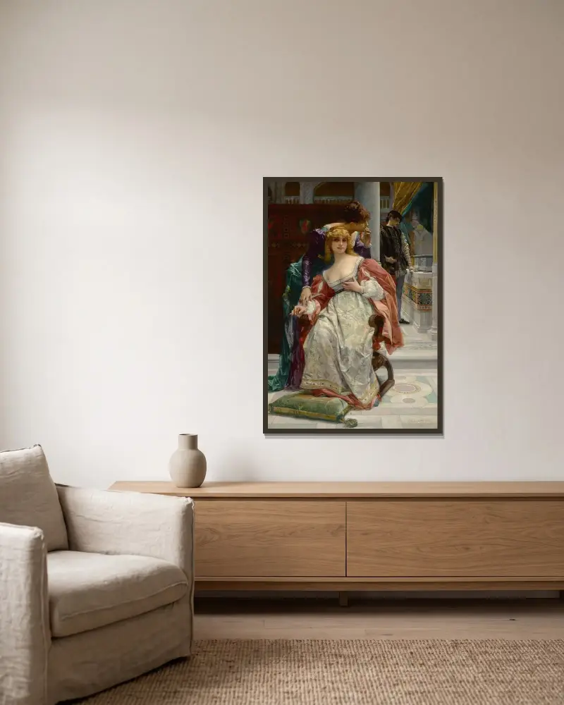 La Belle Portia av Alexandre Cabanel inramad på en vägg