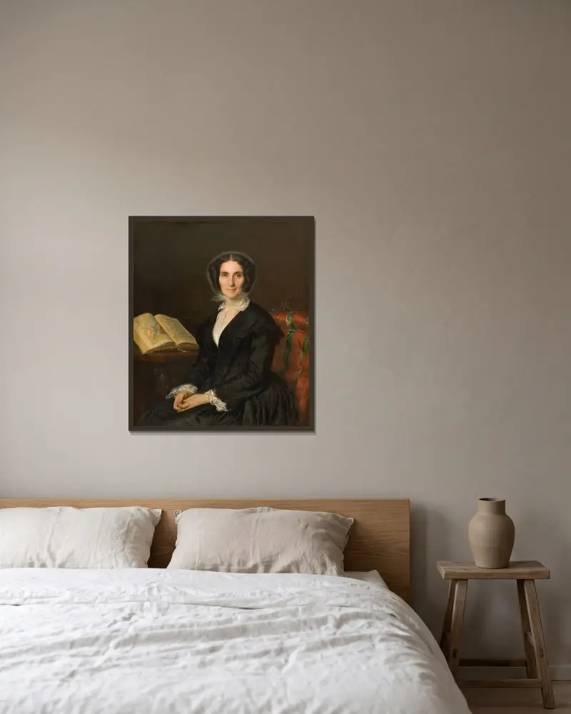 Madame louise Marès av Alexandre Cabanel inramad på en vägg