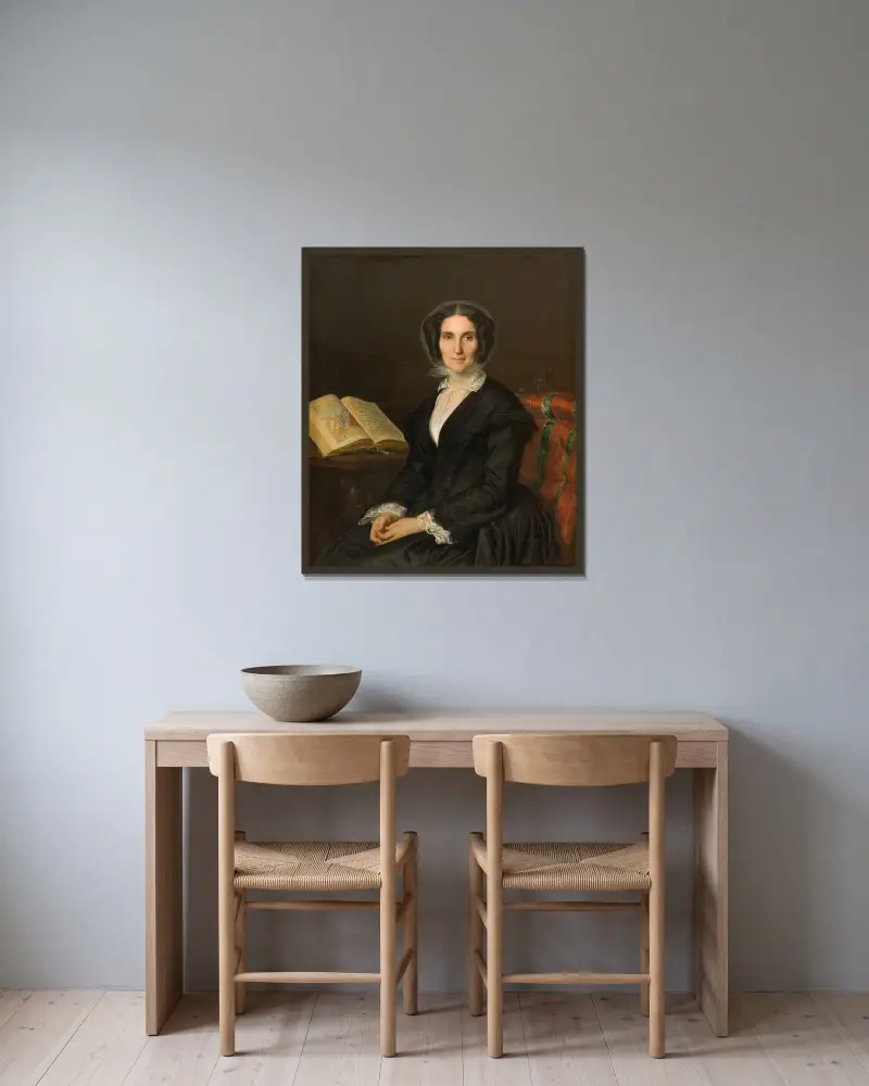 Madame louise Marès av Alexandre Cabanel inramad på en vägg