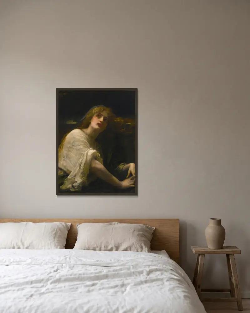 Maria Magdalena vid graven av Alexandre Cabanel inramad på en vägg