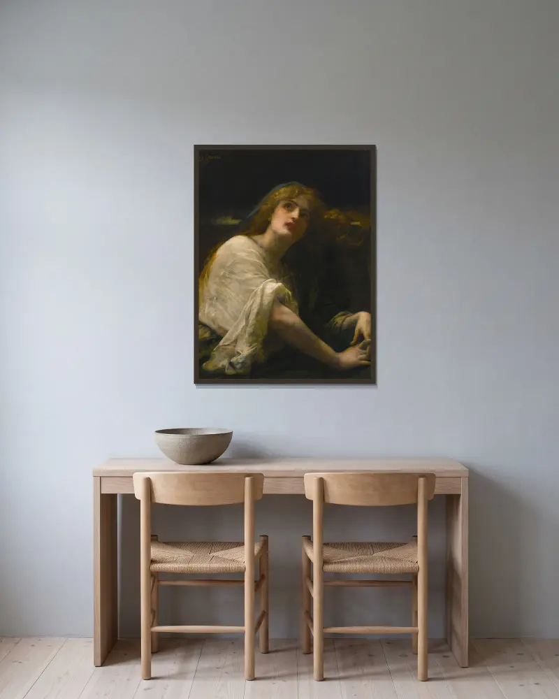 Maria Magdalena vid graven av Alexandre Cabanel inramad på en vägg