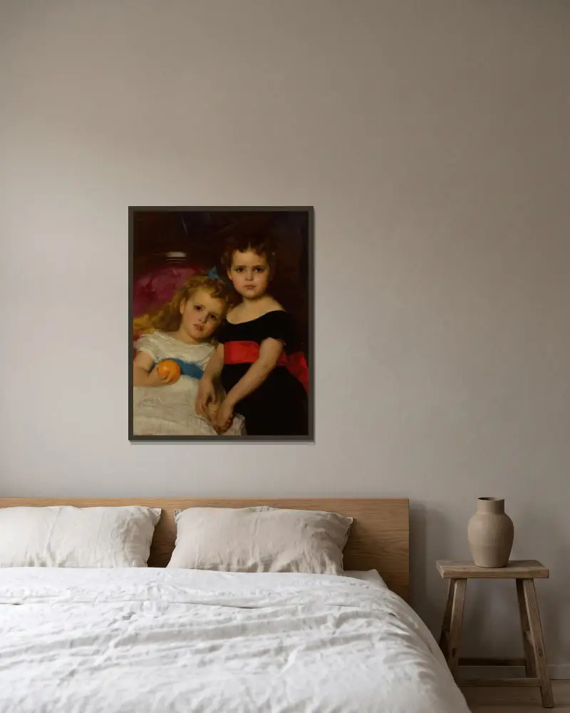 Porträtt av två systrar av Alexandre Cabanel inramad på en vägg