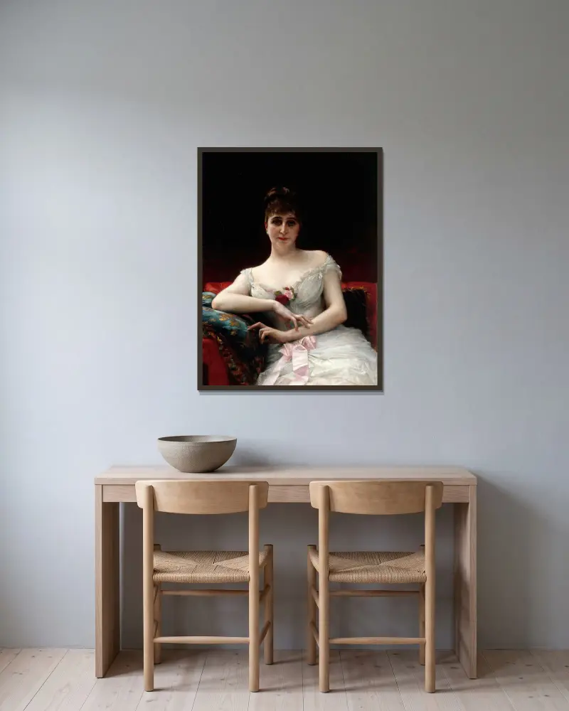 Portrait de Madame Edouard Hervé av Alexandre Cabanel inramad på en vägg