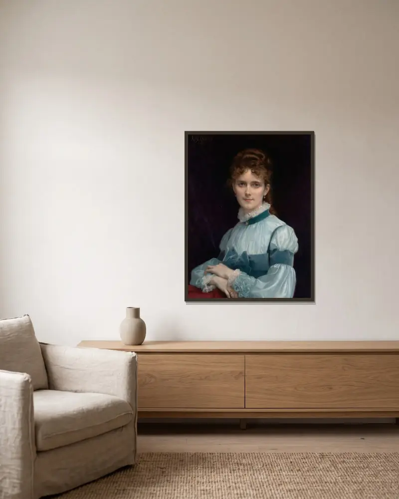 Portrait of Miss Fanny Clapp av Alexandre Cabanel inramad på en vägg