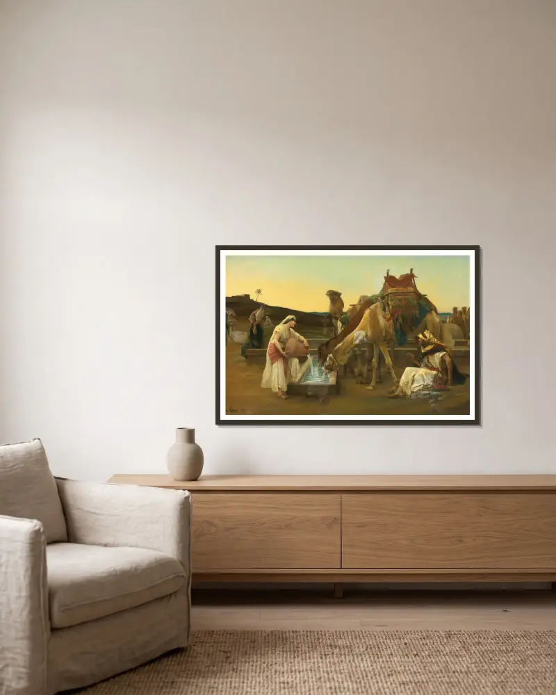 Rebecca Et Eliézer av Alexandre Cabanel inramad på en vägg