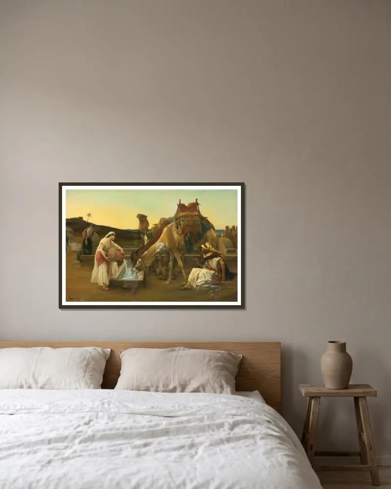 Rebecca Et Eliézer av Alexandre Cabanel inramad på en vägg