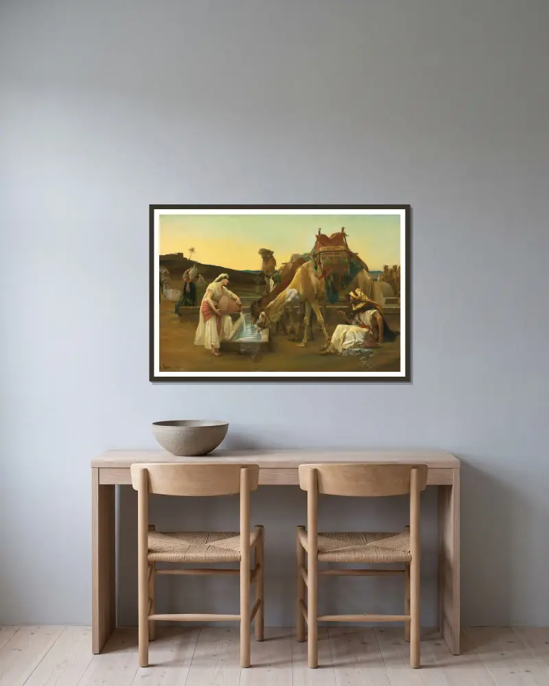 Rebecca Et Eliézer av Alexandre Cabanel inramad på en vägg