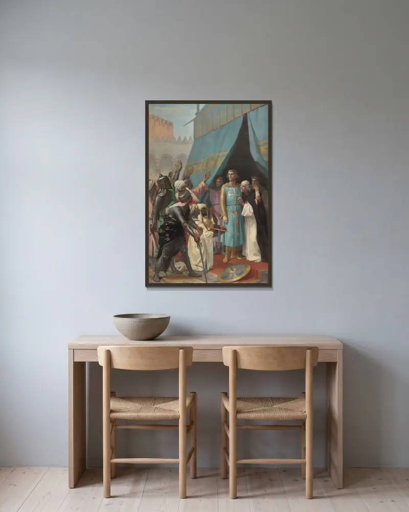 Saint Louis prisonnier en Palestine av Alexandre Cabanel inramad på en vägg