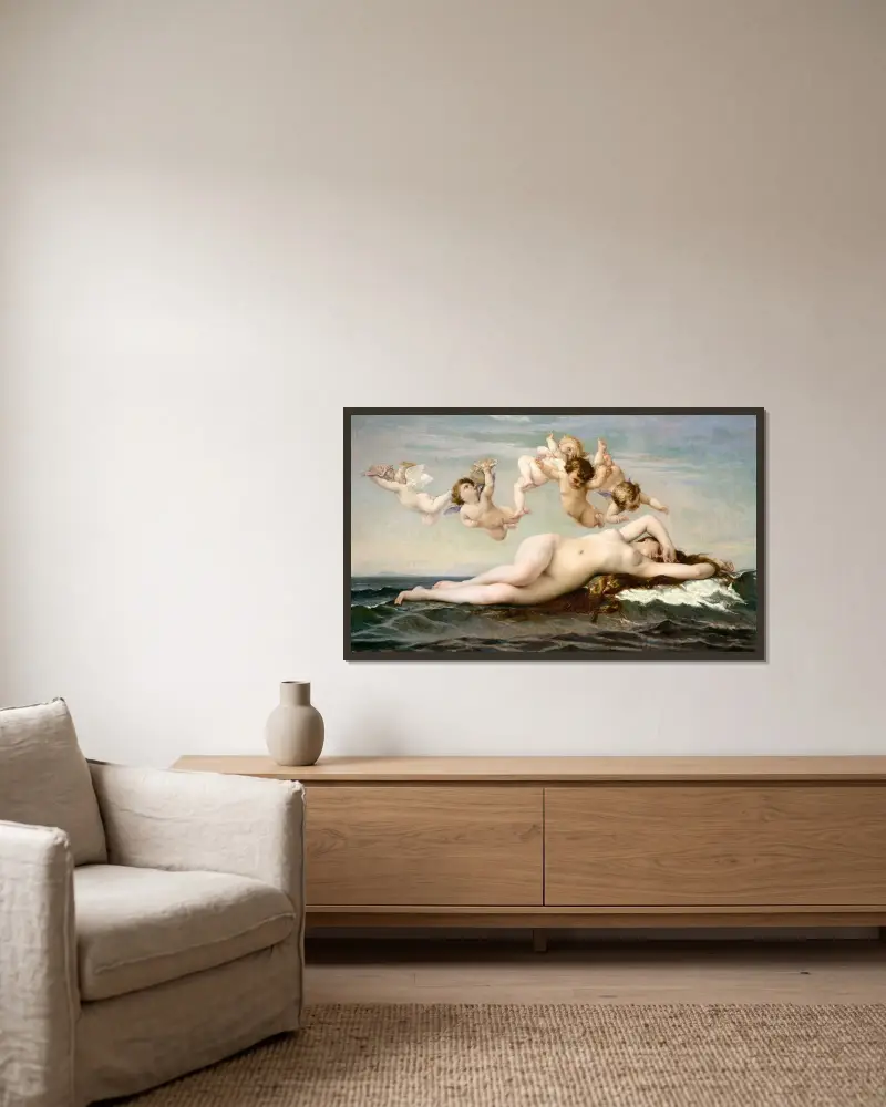 The Birth of Venus av Alexandre Cabanel inramad på en vägg