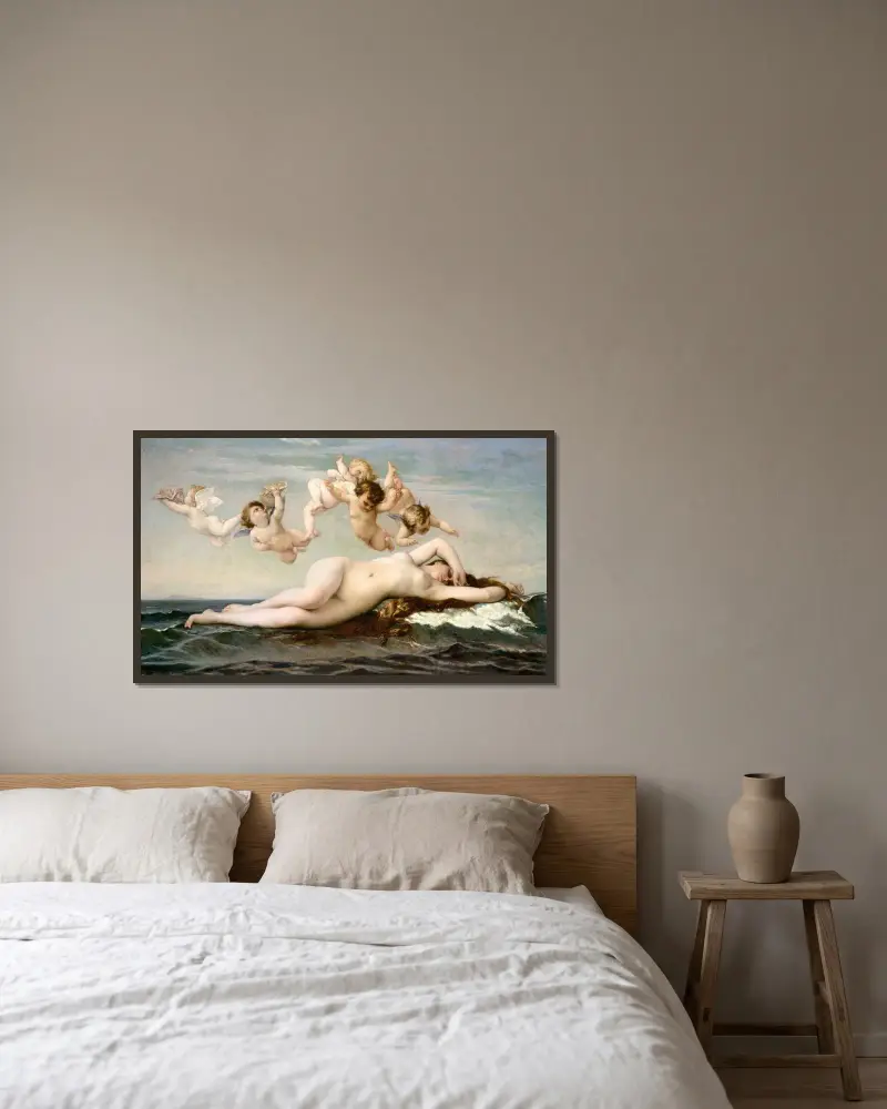 The Birth of Venus av Alexandre Cabanel inramad på en vägg