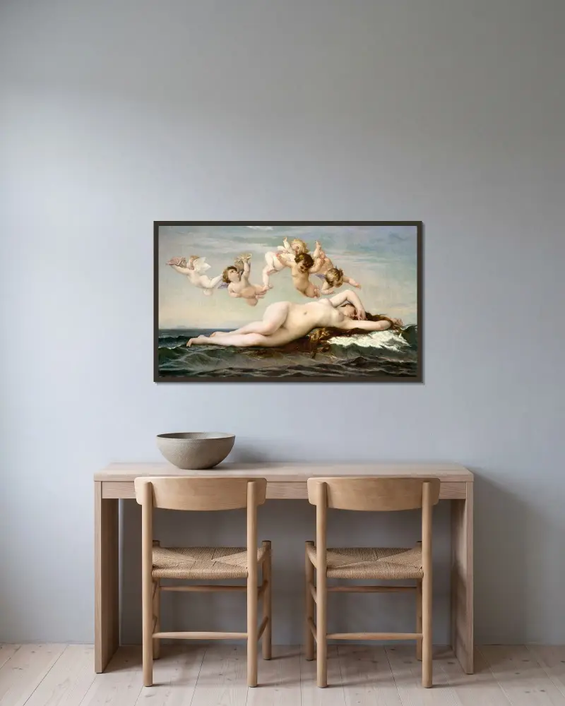 The Birth of Venus av Alexandre Cabanel inramad på en vägg