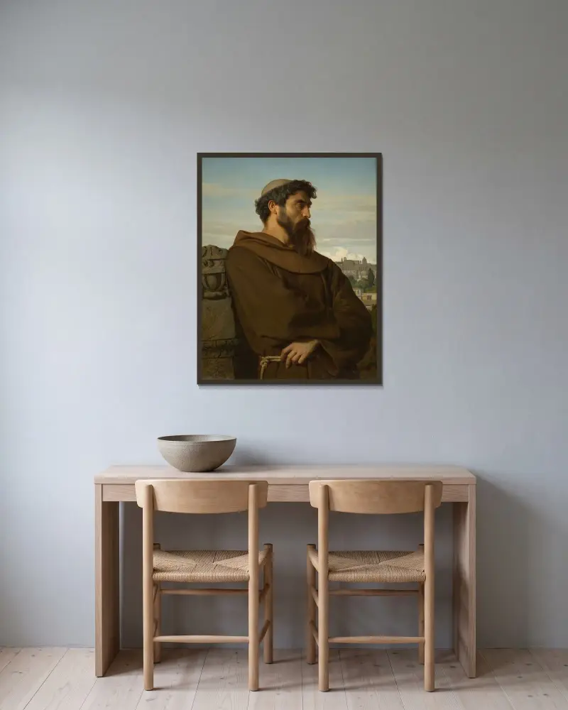 En tänkare, ung romersk munk av Alexandre Cabanel inramad på en vägg