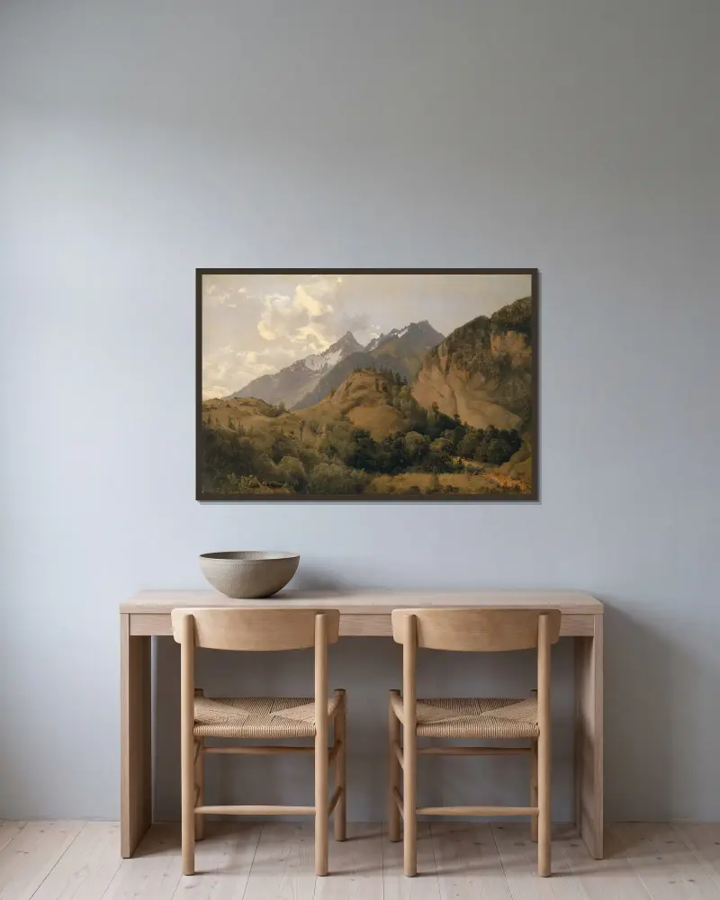 Ingången till Urbachdalen med Ritzlihorn av Alexandre Calame inramad på en vägg