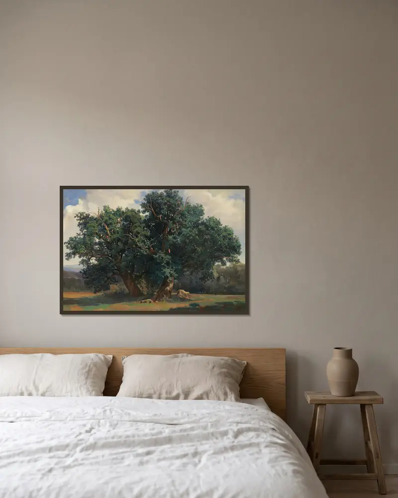 Krajina s duby, Alexandre Calame v rámu na stěně
