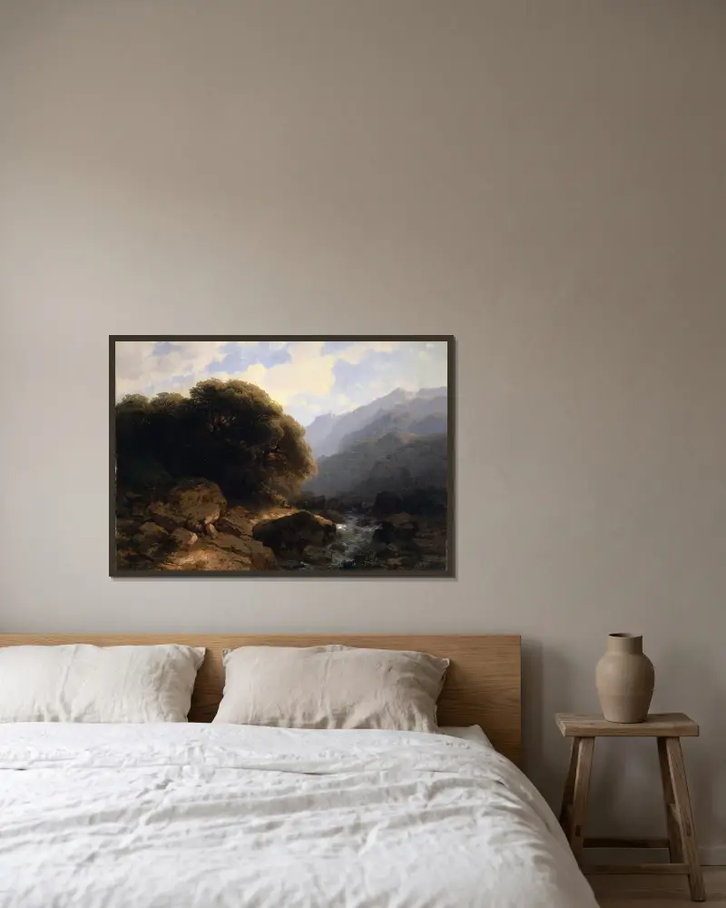 Memories of Sallanches av Alexandre Calame inramad på en vägg