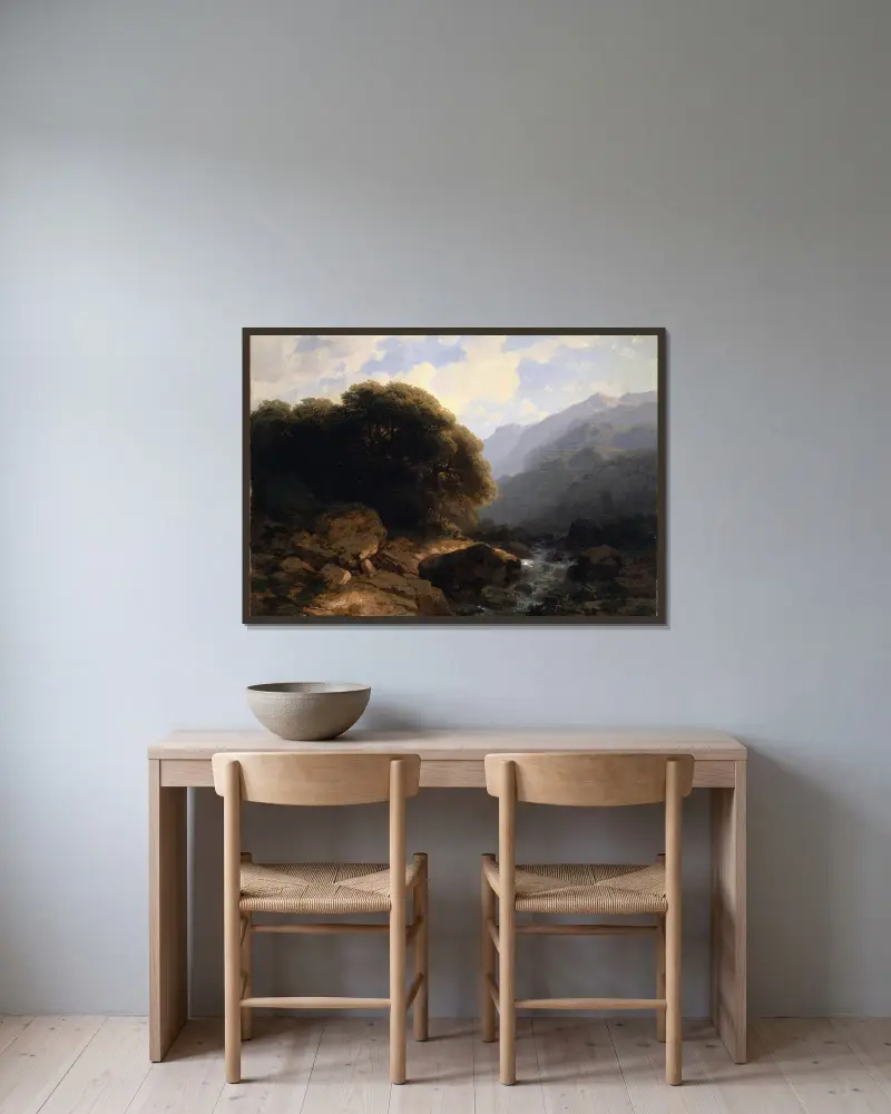 Memories of Sallanches av Alexandre Calame inramad på en vägg