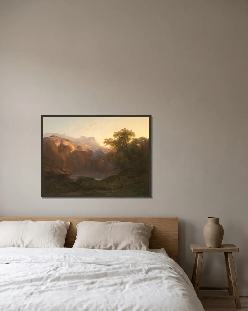 Mountain scenery av Alexandre Calame inramad på en vägg