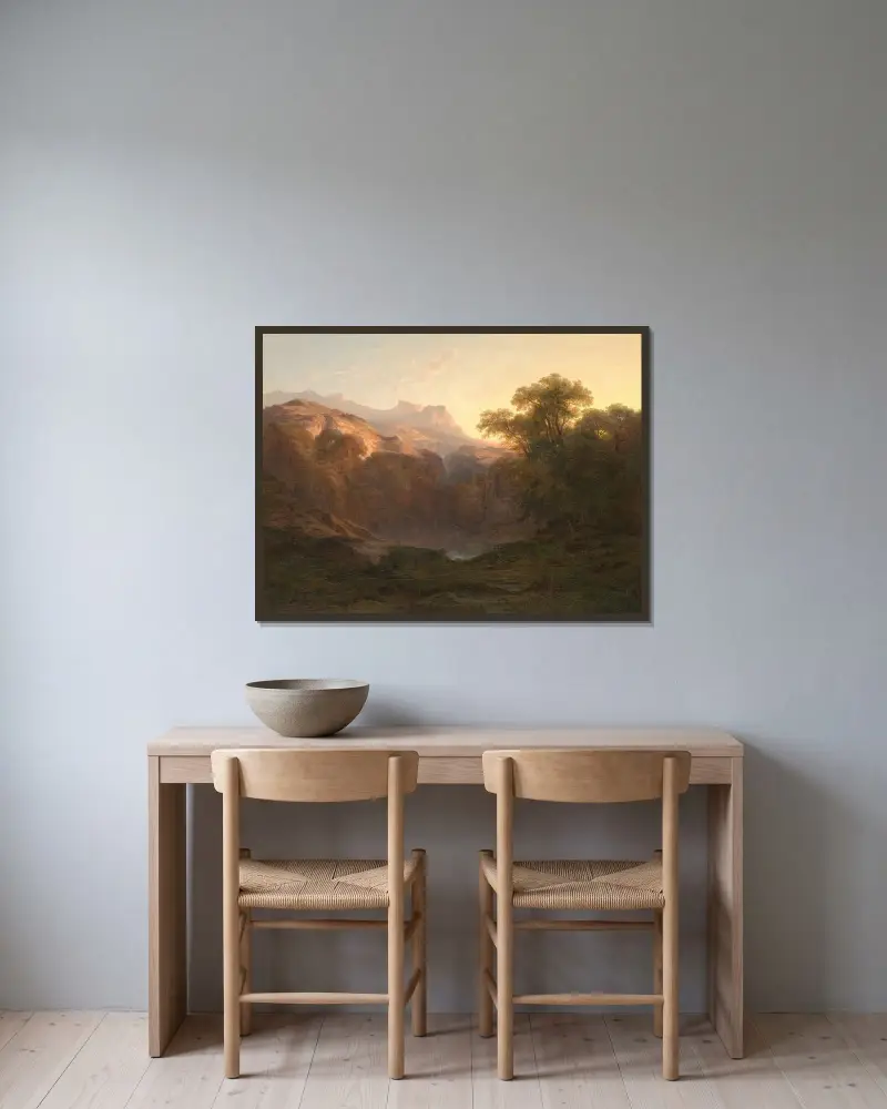 Mountain scenery av Alexandre Calame inramad på en vägg