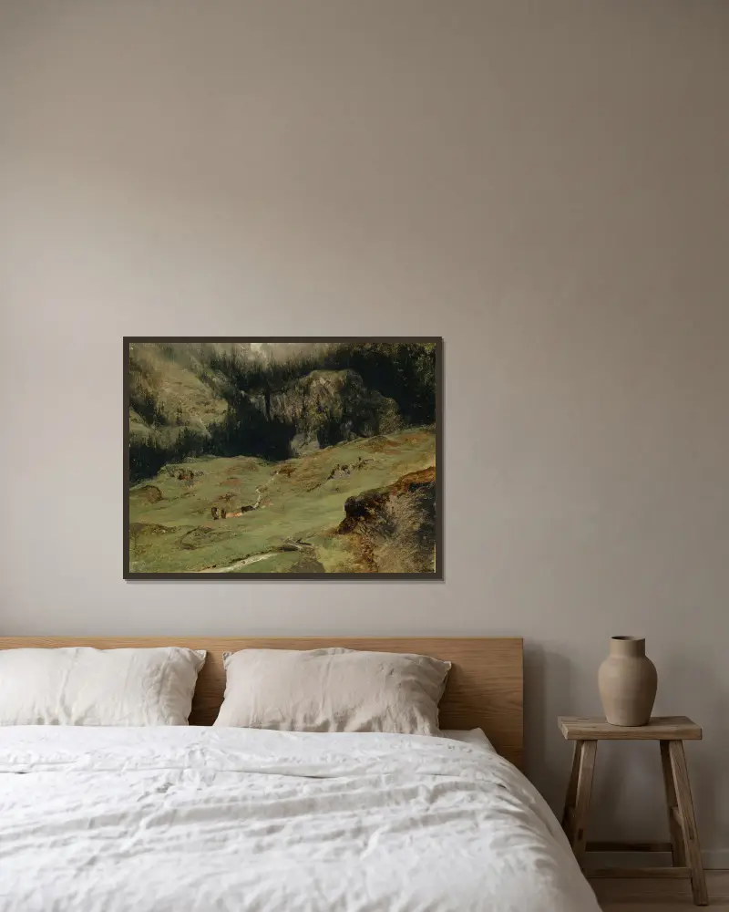 Rosenlaui Alp av Alexandre Calame inramad på en vägg