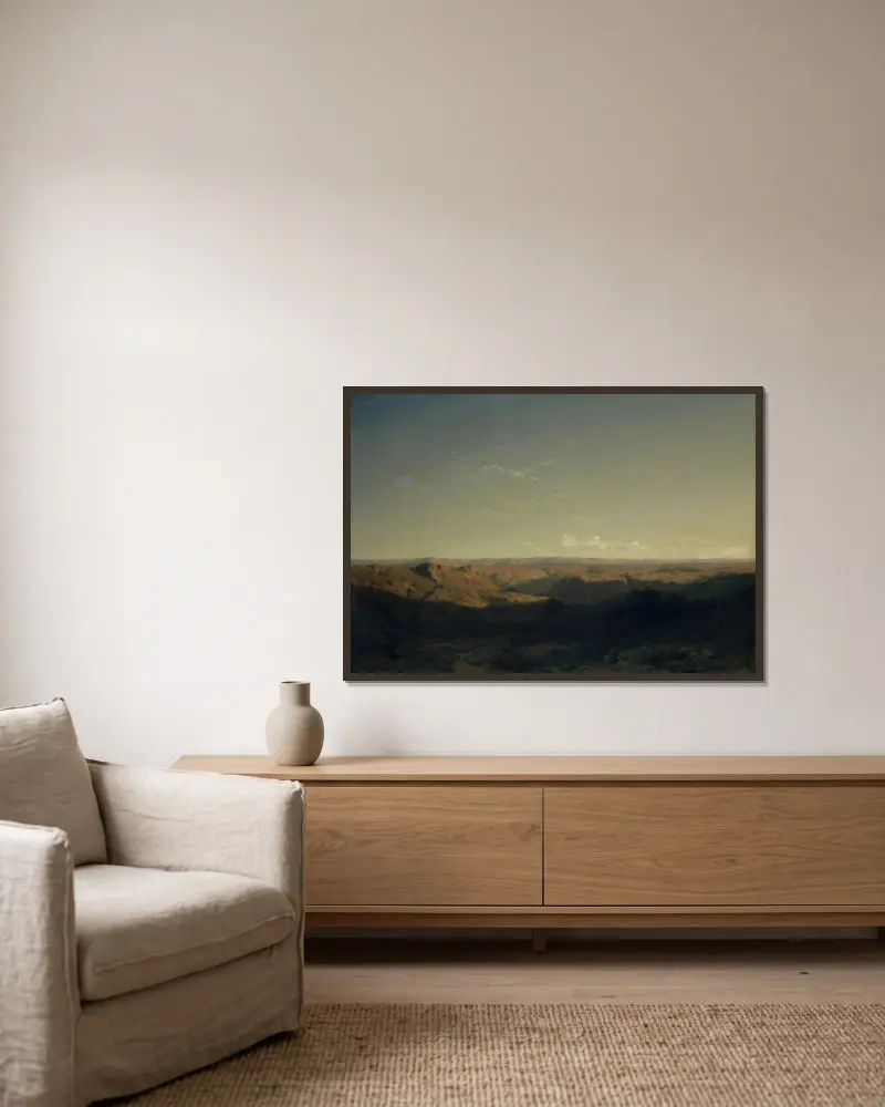 Südliche Berglandschaft von Alexandre Calame gerahmt an einer Wand