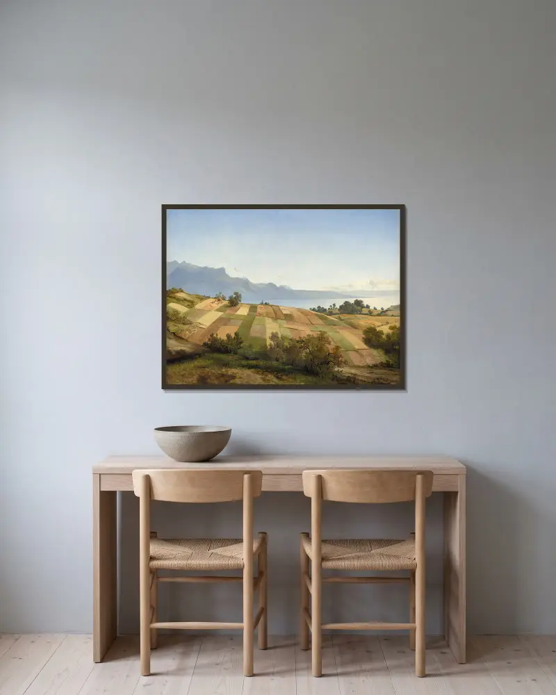 Krajobraz szwajcarski, Alexandre Calame w ramie na ścianie