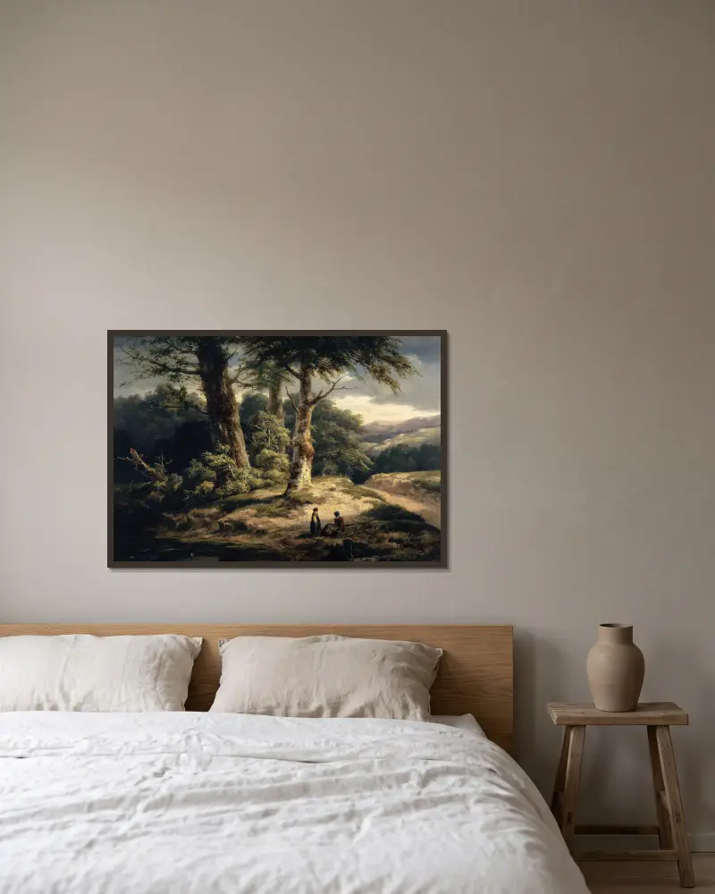 Waldlandschaft von Alexandre Calame gerahmt an einer Wand