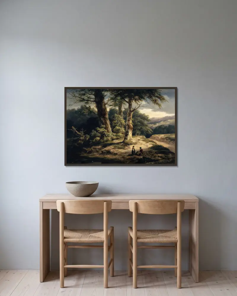 Waldlandschaft von Alexandre Calame gerahmt an einer Wand