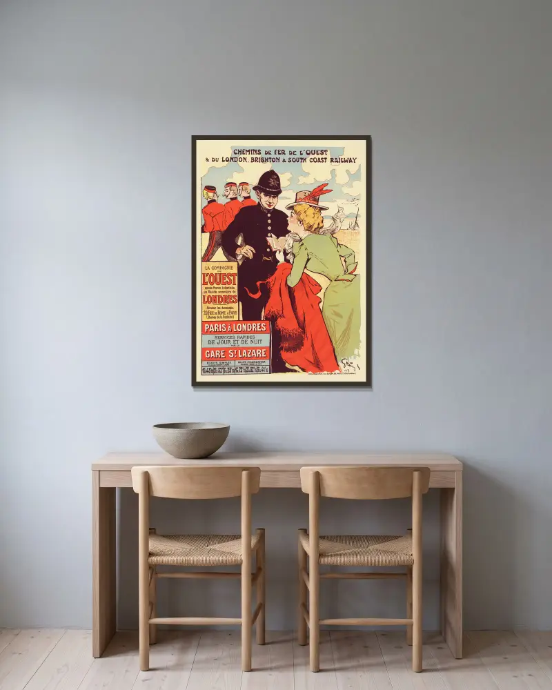 Affiche Pour La Cie De L’ouest av Jules-Alexandre Grün inramad på en vägg