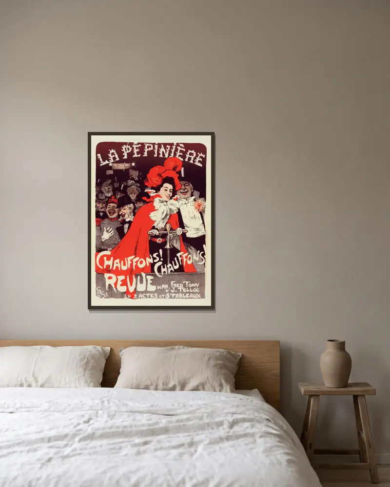 Affiche Pour Le Concert De La Pépinière ‘chauffons! Chauffons!’ av Jules-Alexandre Grün inramad på en vägg
