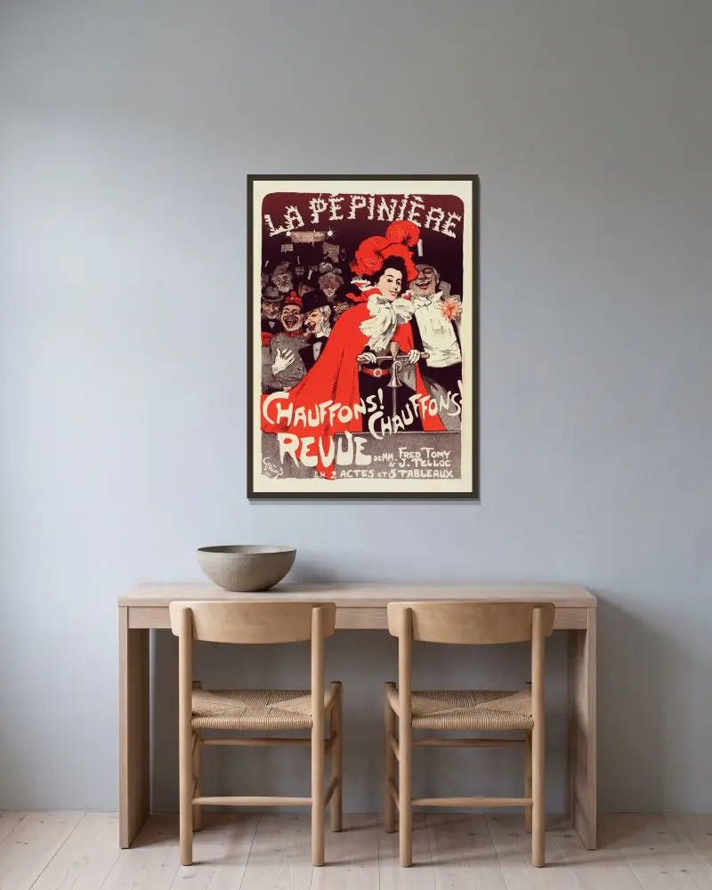 Affiche Pour Le Concert De La Pépinière ‘chauffons! Chauffons!’ av Jules-Alexandre Grün inramad på en vägg