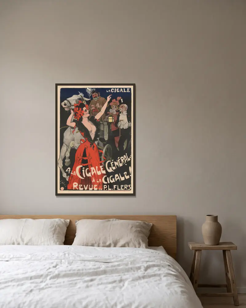 La Cigale. A la Cigale Général. à la Cigale av Jules-Alexandre Grün inramad på en vägg