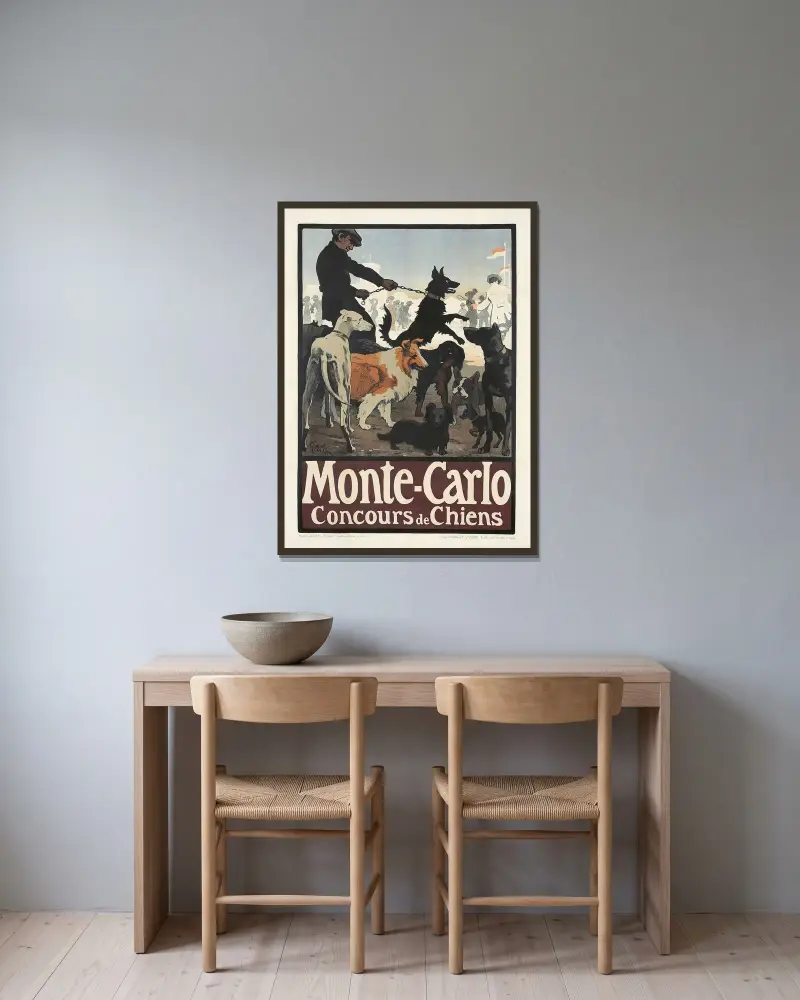 Monte-Carlo, hundutställning av Jules-Alexandre Grün inramad på en vägg