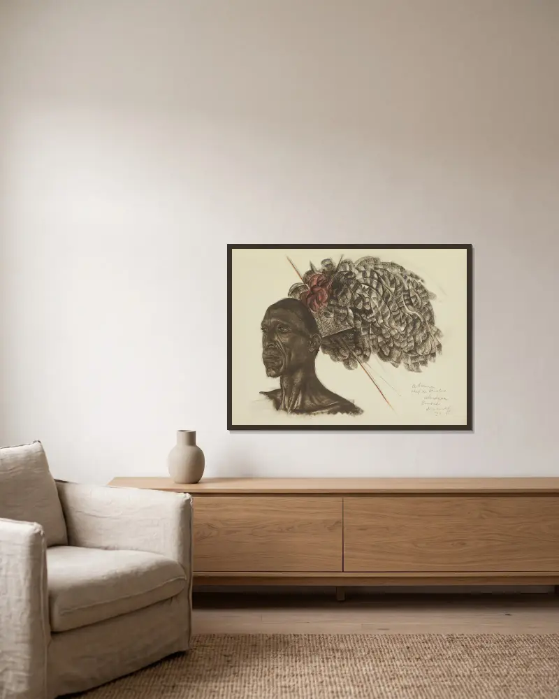 Aboura, Häuptling Ababoua (Bambili) von Alexandre Jacovleff gerahmt an einer Wand