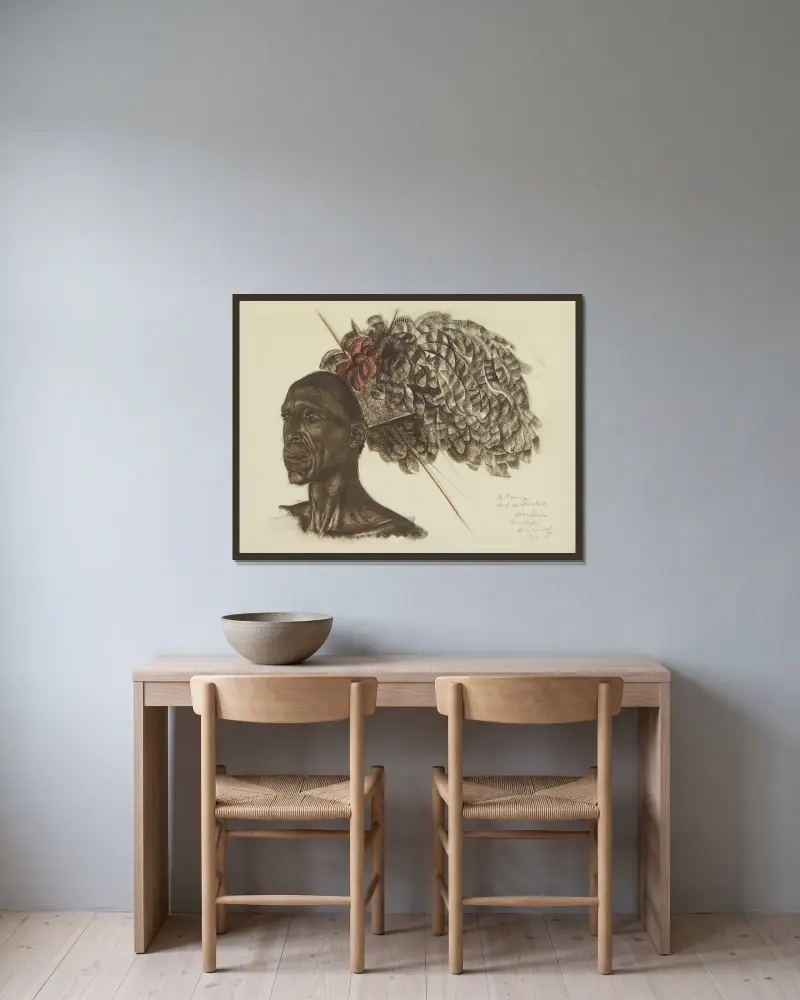 Aboura, Häuptling Ababoua (Bambili) von Alexandre Jacovleff gerahmt an einer Wand