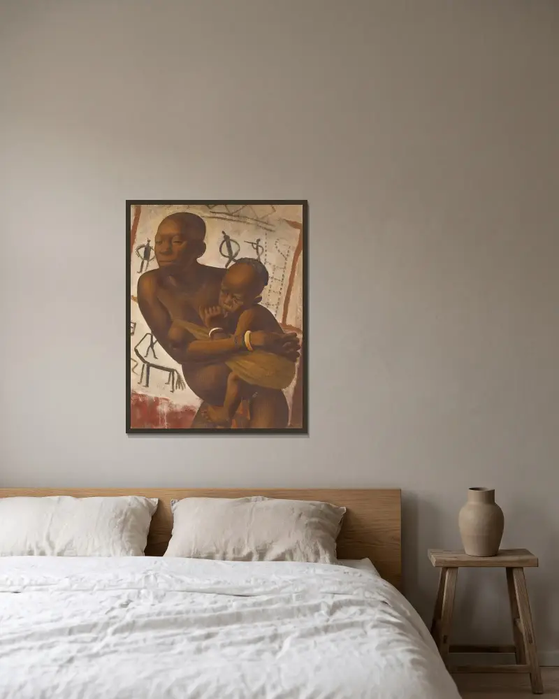 Banda Woman With Her Child av Alexandre Jacovleff inramad på en vägg