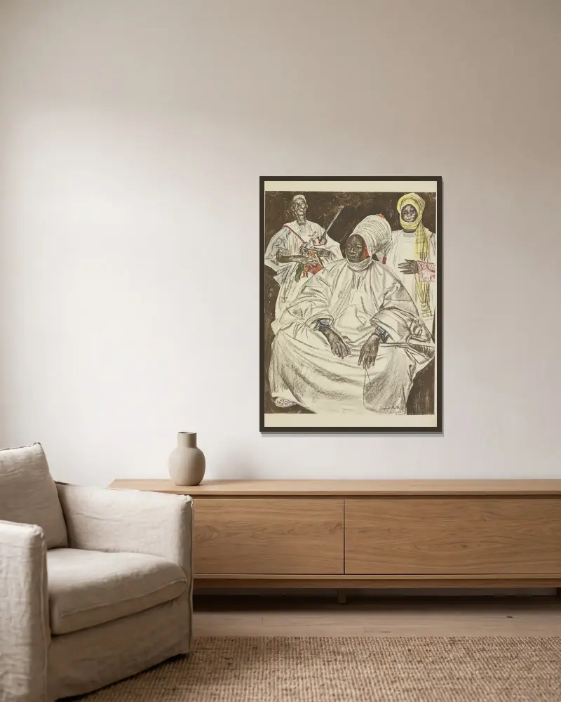 Barma Mata, Sultan de Zinder, 1927 – nr 1 av Alexandre Jacovleff inramad på en vägg