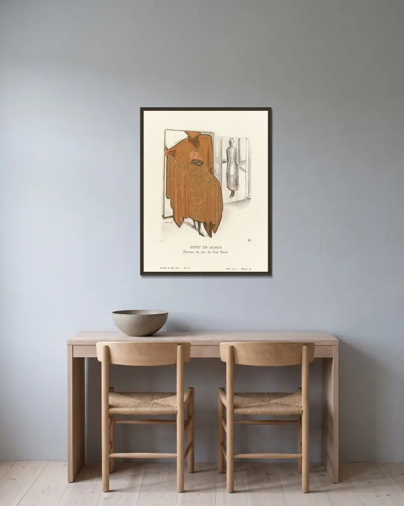 Iseffekt, aftonkappa av Paul Poiret av Alexandre Jacovleff inramad på en vägg