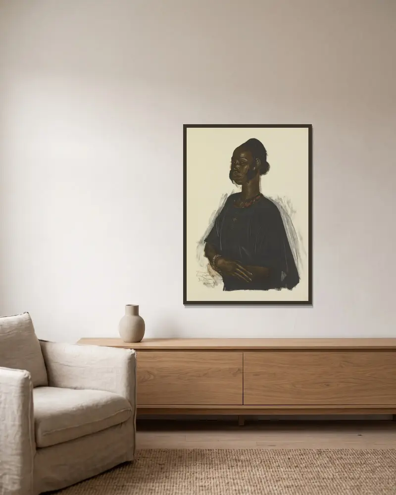Femme Haoussa (Zinder) av Alexandre Jacovleff inramad på en vägg