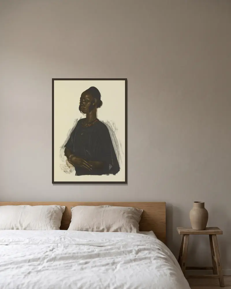 Femme Haoussa (Zinder) av Alexandre Jacovleff inramad på en vägg