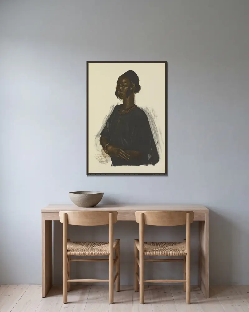 Femme Haoussa (Zinder) av Alexandre Jacovleff inramad på en vägg