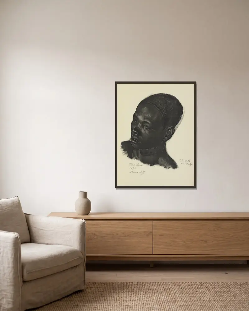 Ialingédé, Mandja-Rasse (Fort Lamy) von Alexandre Jacovleff gerahmt an einer Wand