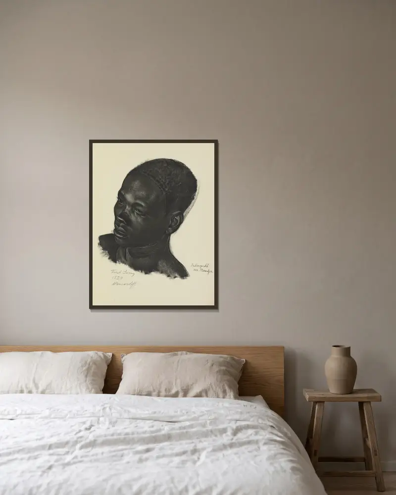 Ialingédé, Mandja-Rasse (Fort Lamy) von Alexandre Jacovleff gerahmt an einer Wand