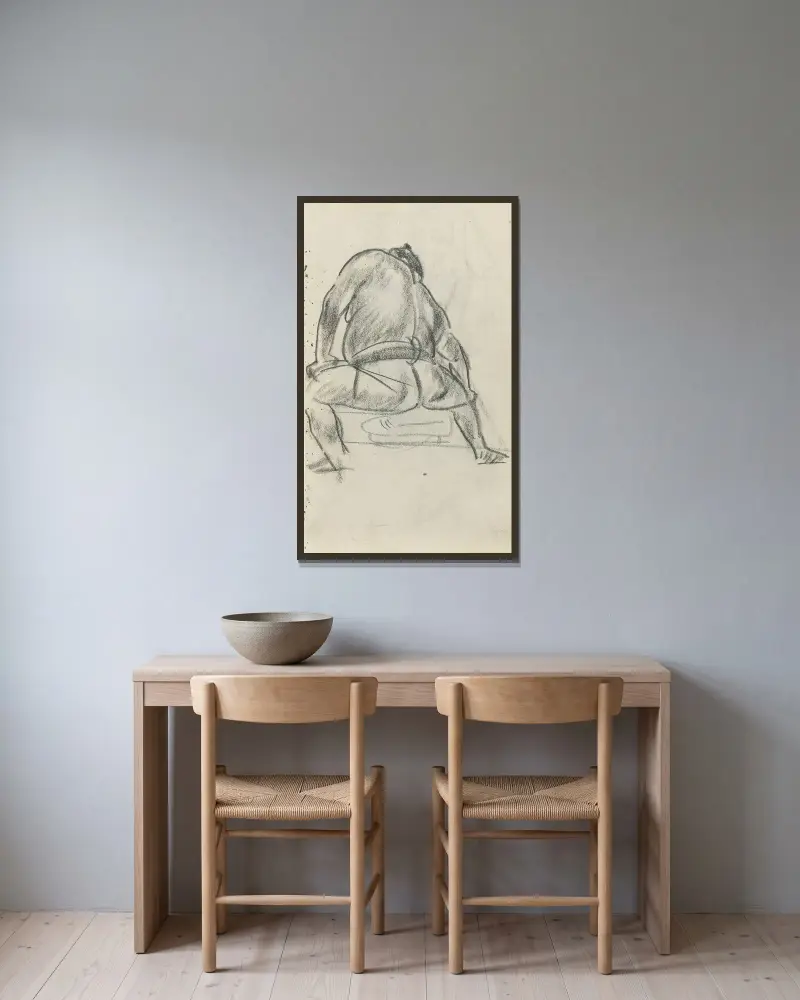 Japanese Figure av Alexandre Jacovleff inramad på en vägg