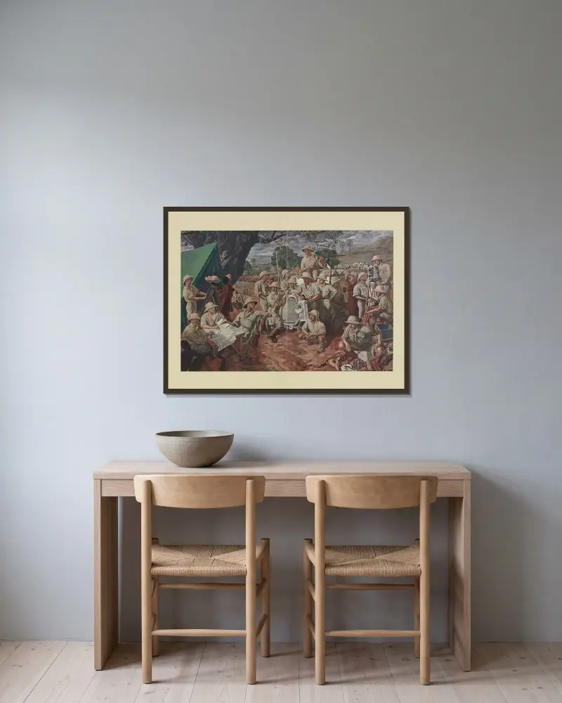 L’Expédition av Alexandre Jacovleff inramad på en vägg